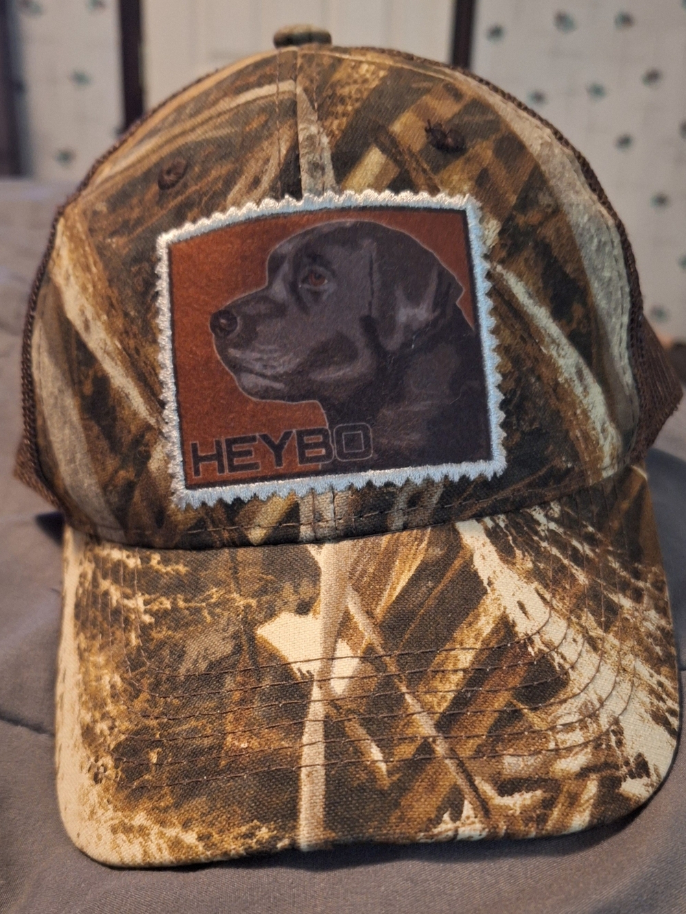 HEYBO Brown Camo Dog Patch Trucker Cap for Men